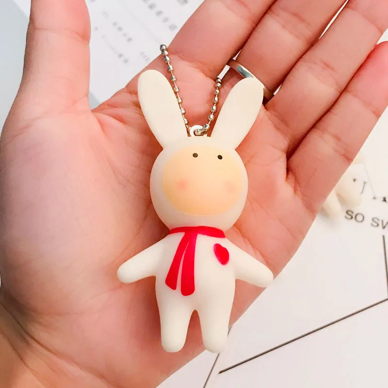 

New Fashion Keychains Cute Kawaii rabbit Key Chain Ring Anime Keychain Creative Trinket Charm Women Girl Kids Keyring