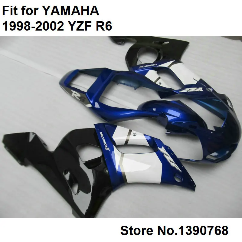 

New Motorcycle fairing kit for Yamaha dark blue white black YZF R61998-2001 2002 fairings set YZF-R6 98 99 00 01 02 LV35