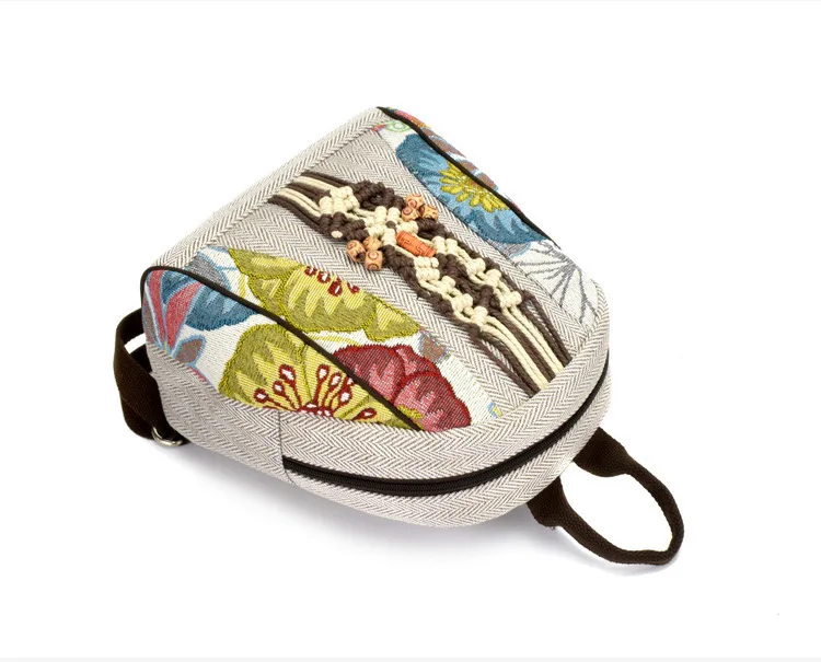 2021 New Retro Woman Backpack Female Shoulder Bag Pure Hand-woven Cotton Linen Small Rucksack Ancient Bag Student School Bags