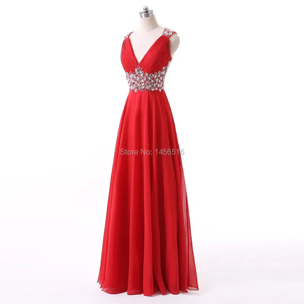 Красное длинное платье для выпускного вечера с v-образным вырезом vestido de noche robe de soiree longue Формальные Вечерние платья