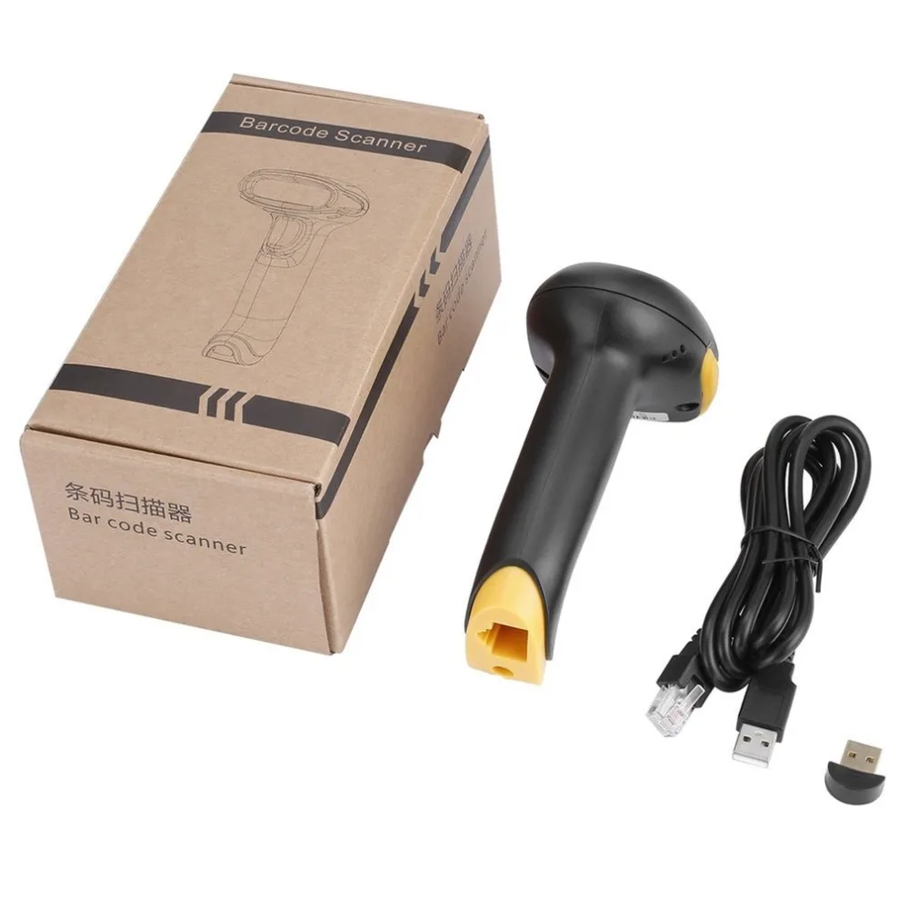 

Bluetooth 4.0 USB Barcode Scanner Wired Handheld Laser Bar Code Scanner Automatic Sensing and Scan(Black and Yellow)