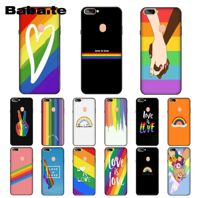

Babaite Gay Lesbian LGBT Rainbow Pride Black Cell Phone Case for OPPO R11 R11S Plus R17Pro R9S Plus R9 R9S Plus Coque Shell