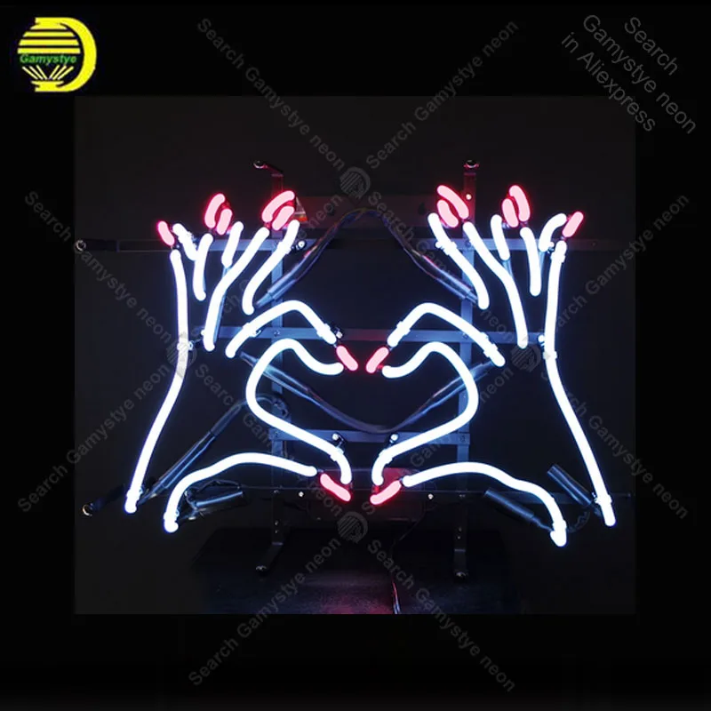 

Neon Sign for Fingers with Heart neon Light Sign Decor Nails Store Display glass Tube Handcrafted Arcade Art Neon Lamp for Room