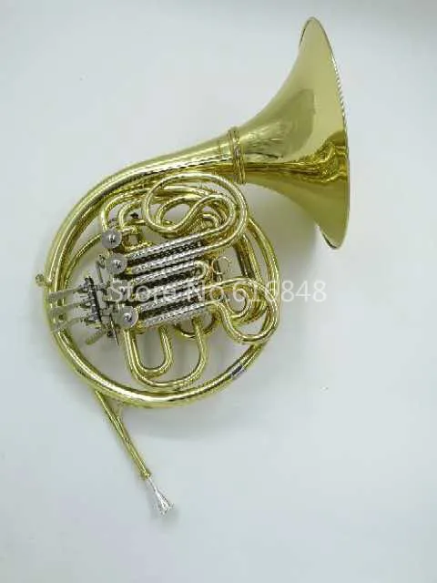 

New Double Row 4 Key French Horn B to F Tune High Quality Musical Instrument French Horn With Case Gold Lacquer Surface Horn