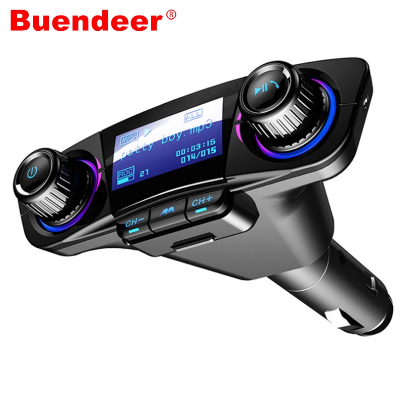 Buendeer fm-передатчик Bluetooth Handsfree Aux модулятор Автомобильный комплект автомобильный аудио mp3-плеер двойной USB автомобильная зарядка Поддержка TF карта