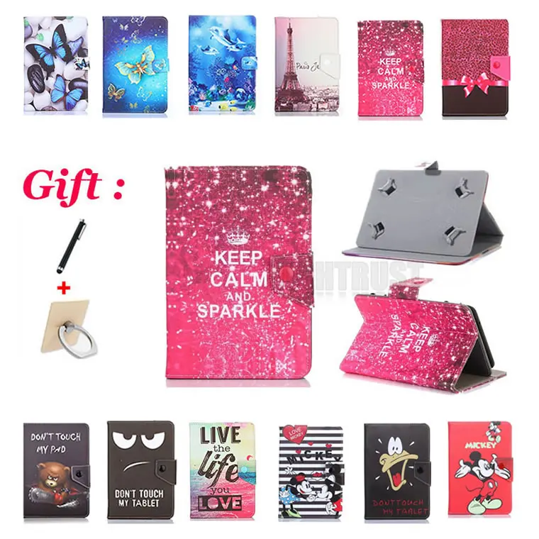 Universal 8 inch Cartoon Pu Leather Stand Case For Explay TeXet TM-8041HD / Surfer 8.31 3G 8&quot Tablet Cover + 2 Gifts | Компьютеры и