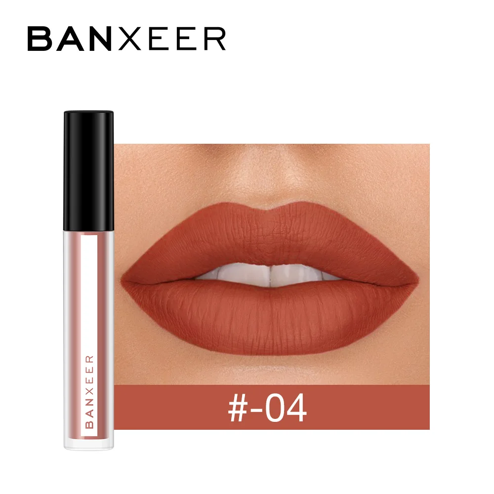 BANXEER блеск для губ 8 цветов Матовая жидкая губная помада для макияжа Косметика телесного цвета сексуальный красный водонепроницаемый блеск для губ - Цвет: 4