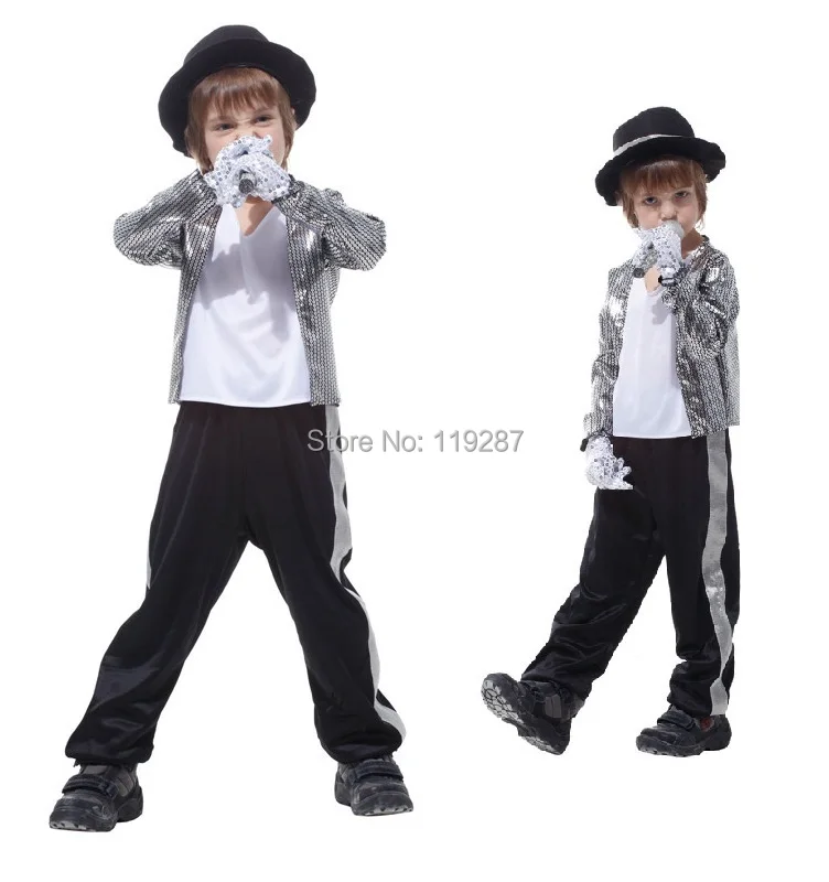 Kids Pop King Michael-kostuum, jongens superster MJ podiumoutfits