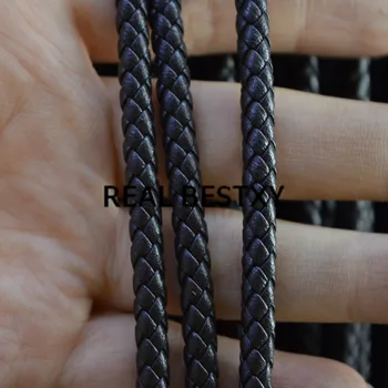 

REAL BESTXY 5m/lot 5mm/dark brown Braided Leather Bolo Cord Round Leather Strip For Necklace Bracelet Jewelry leather cord