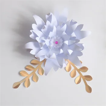 

Artificial Flowers 20CM + Leaves 15CM Fleurs Artificielles Backdrop DIY Giant Paper Flowers Wedding Party Decor Baby Shower