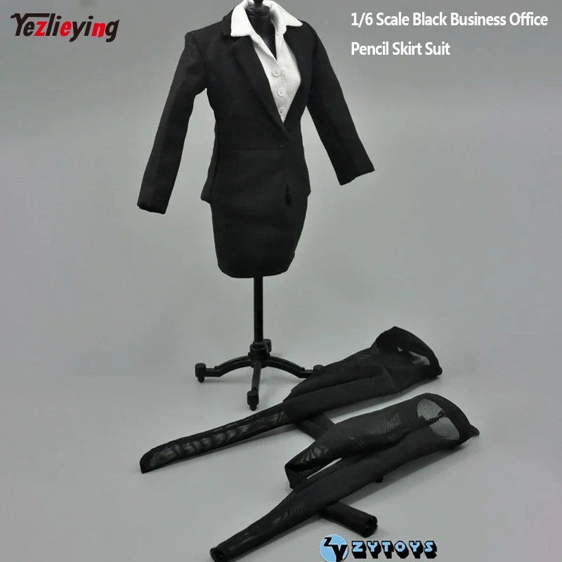 ZY Toys 1//6 Scale Black Women Business Skirt Suit Set For 12/" Body Action Figure