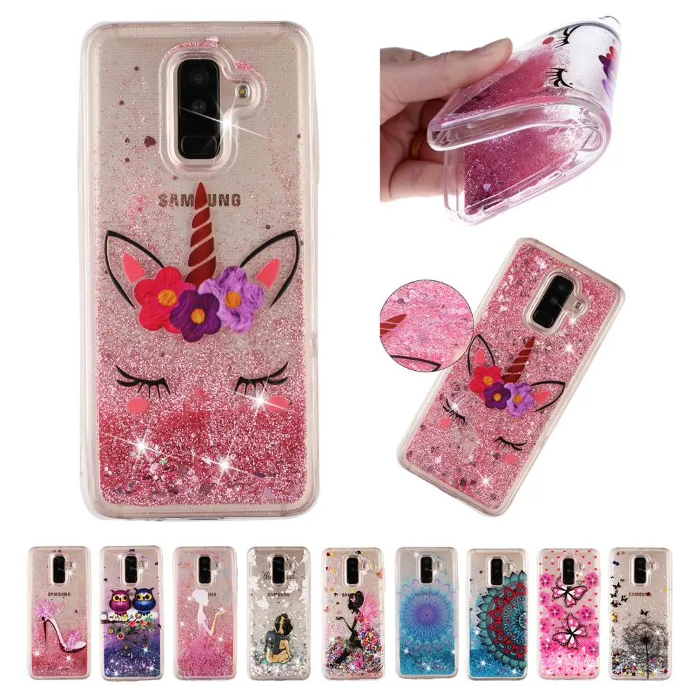 

Glitter Love For Samsung Galaxy J3 J5 J7 2016 2017 J4 J6 2018 Plus Case Dynamic Liquid Quicksand Cover Mobile Phone bag