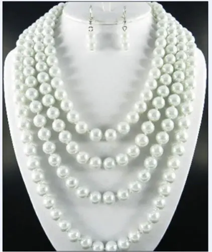 

Free Shipping >>>>NEW FASHION 8MM WHITE SHELL PEARL NECKLACE 90 "LONG