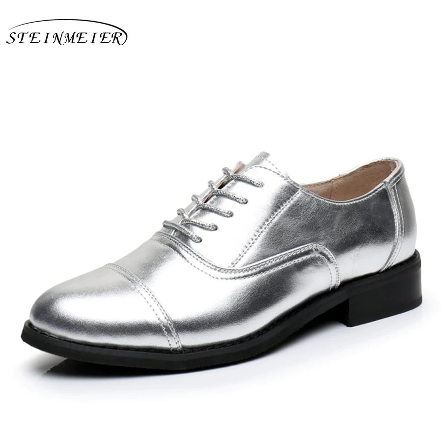 Women Flats Oxford spring Shoes Woman Leather Sneakers Ladies golden