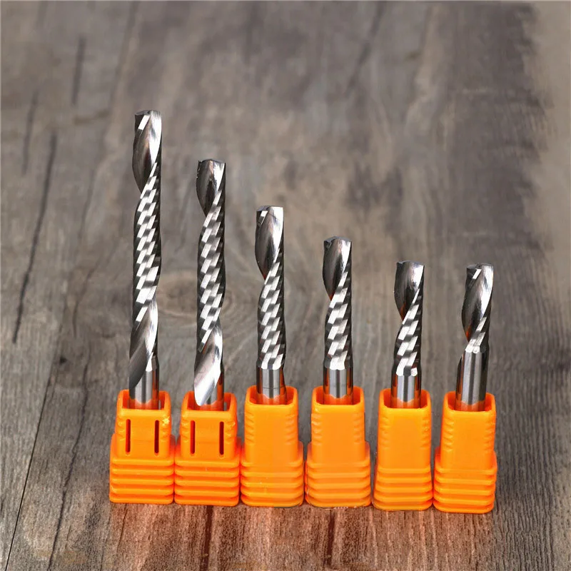 

1pc SHK 5mm 6mm Single Flute CNC Router Bit One Flute Spiral End Mills Carbide Milling Cutter Spiral PVC Acrylic Wood MDF Cutter