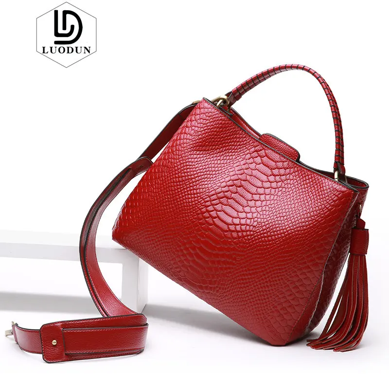

LUODUN Brand Women Leather handbags summer small bag multi-purpose ladies leather bag Female Leisure shoulder Messenger ring bag