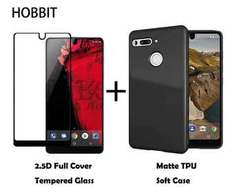 

Matte Black TPU Protective Back Cover Case For Essential Phone PH-1 9H 0.3mm 2.5D Full Coverage Tempered Glass Screen Protector