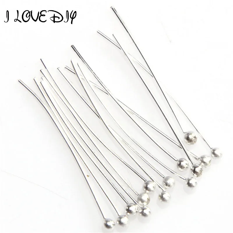 Wholesale 100pcs in Bulk Metal Jewelry Silver Plated Ball Pins Findings