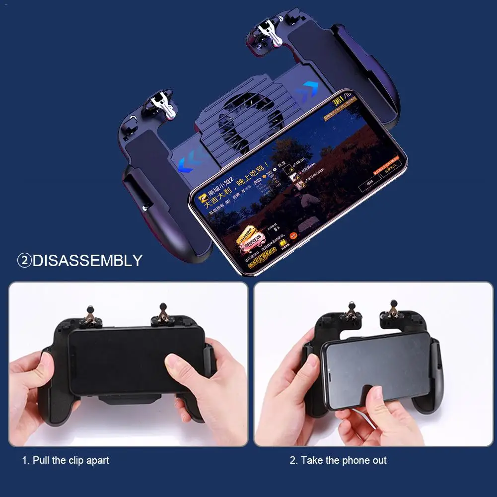 Game Controller Built - In Battery With Fan Cooling Grip Holder Button Auxiliary High Sensitivity PUGB Helper Trigger Shooting Game Controller Built - In Battery With Fan Cooling Grip Holder Button Auxiliary High Sensitivity PUGB Helper Trigger Shooting