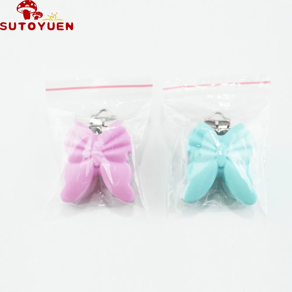 5pcs Butterfuly 실리콘 서스펜더 클립 젖꼭지 체인 클립 실리콘 클립 선택 가능한 실리콘 서스펜더 홀더