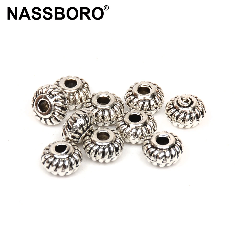 

3x5mm Antique Silver Metal Beads Spacer Beads For Jewelry Making Zinc Alloy Connectors Charm Bracelet Necklace DIY Bead NASSBORO