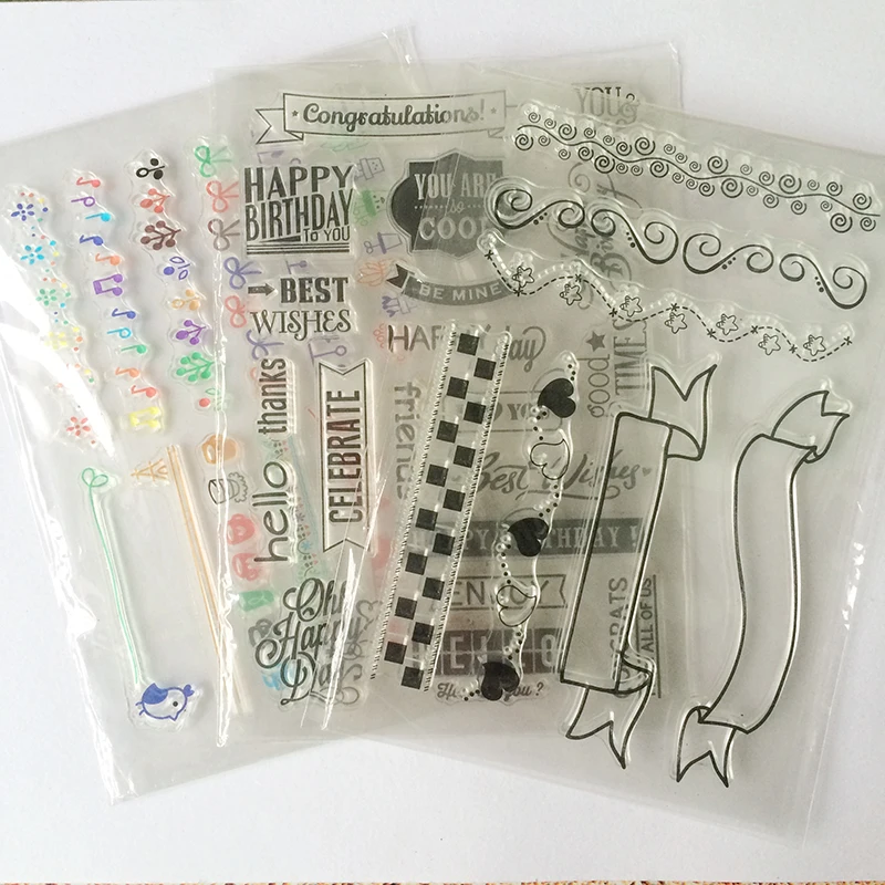 

2016 New Arrival Clear Stamps Silicone Rubber Happy Birthday Bow Flower Flag Car Pattern Scrapbooking Album Photo Card DIY