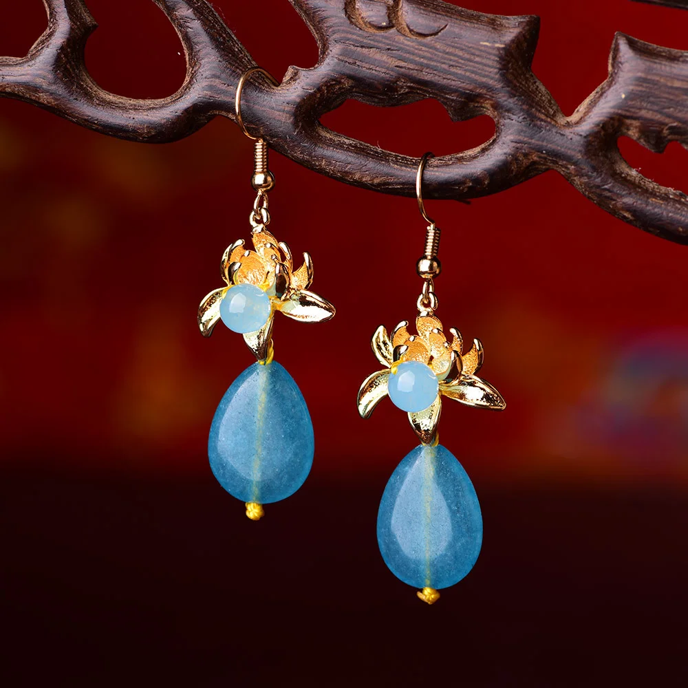 

Cute Dangle Earrings Hanging Women Luxury Blue Water Drop Earrings Vintage Black Crystal Earrings Fashion Jewelry Gift 2019