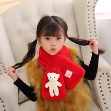 Детский шарф для зимы, шарфы для мальчиков и девочек, детский мультяшный медведь плюшевый шарф, имитирующий шерсть кролика, удобные шарфы-кольца