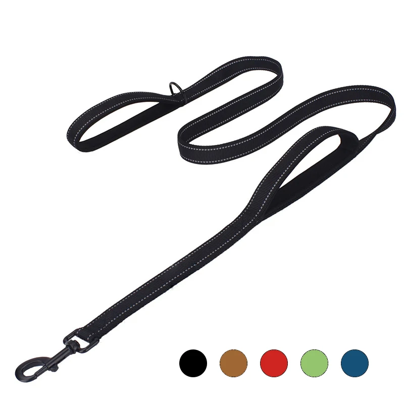 

1.5 m Reflective Dog Leash Heavy Duty Double Padded Handles Lead for Control Safety Training Leashes for Medium Large Pet Dogs