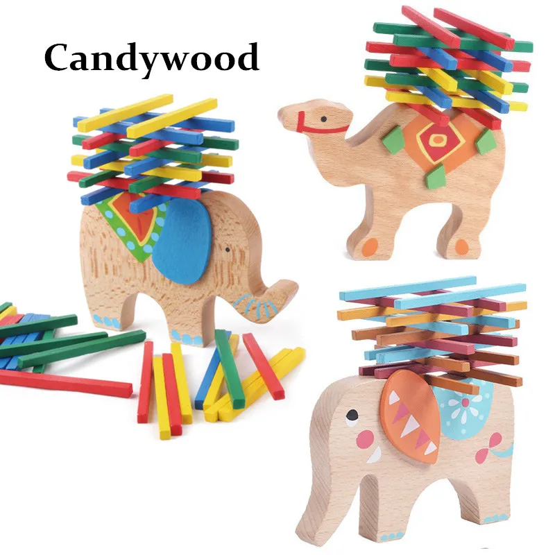 2017 New Elephant Camel Balance Wood font b Toy b font for Children Wooden font b