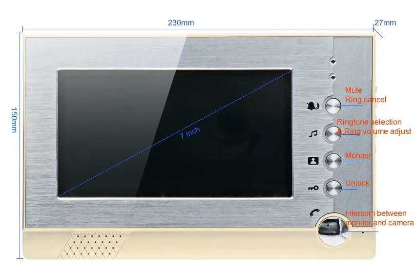 Бесплатная доставка 7 "ЖК-экран запись видео домофон система 2 монитора наружная RFID Клавиатура дверной Звонок камера Электрический замок