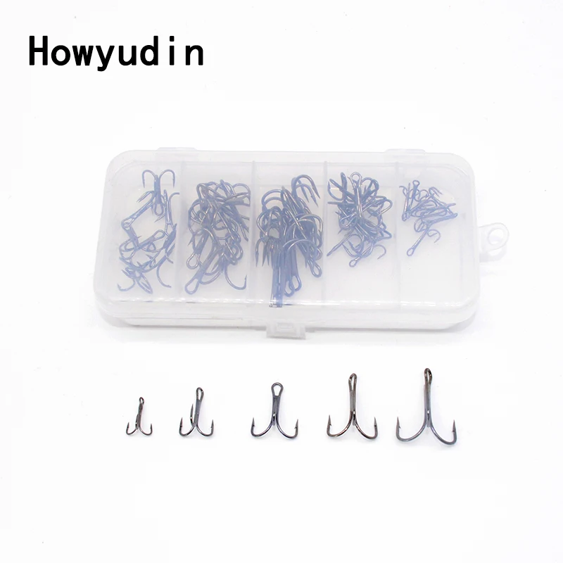 

50Pcs/Lot triple fishing hooks 2/4/6/8/10# fishing hook Multiple Colour anzois anzol anzol para pesca gancho barbe agrafe peche