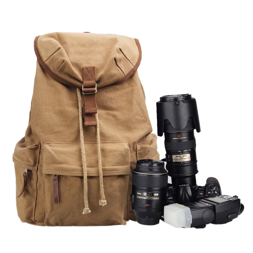 

Canvas Vintage DSLR SLR Camera Shoulder Case/Backpack With Waterproof Special Position For Notebook Computer
