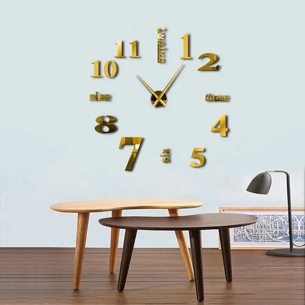 DIY большие настенные часы 3D огромные зеркальные часы настенные часы поверхность часы настенные стикеры гигантские бескаркасные декоративные настенные часы