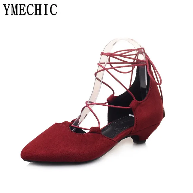 Туфли лодочки YMECHIC женские на низком каблуке туфли из флока с перекрестной