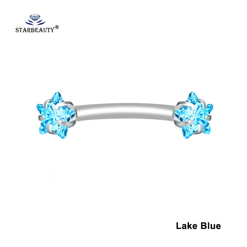 1 шт./лот 1,2x8 мм белый фиолетовый Bijoux звезда бровей Пирсинг для пупка 16 г Labret губ кольцо для носа и уха пирсинг Спираль пирсинг ювелирные изделия - Окраска металла: Lake Blue