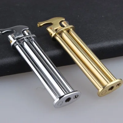 

JIFENG slim Three metal brass grinding wheel flame gas lighter Butane cigarette lighter 75*20*10mm gift