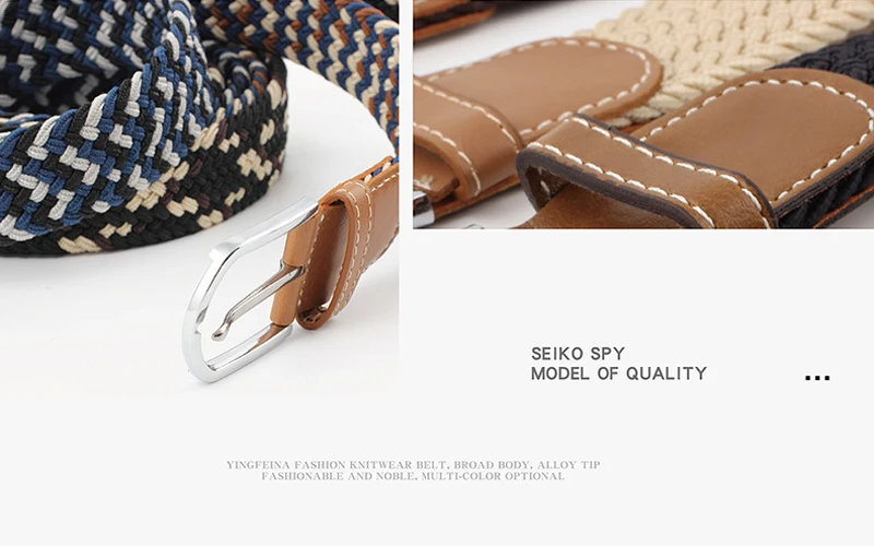 bullhide belts ZLD  Casual stretch woven belt Women's unisex Canvas elastic belts for women jeans  Modeling pin buckle belt 120-130CM men's belts