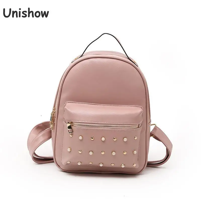 

Unishow Rivet Women Backpack Small Pu Leather Backpack For Women 2018 Mini Teenage Girl Backpacks Fashion Casual School Bag