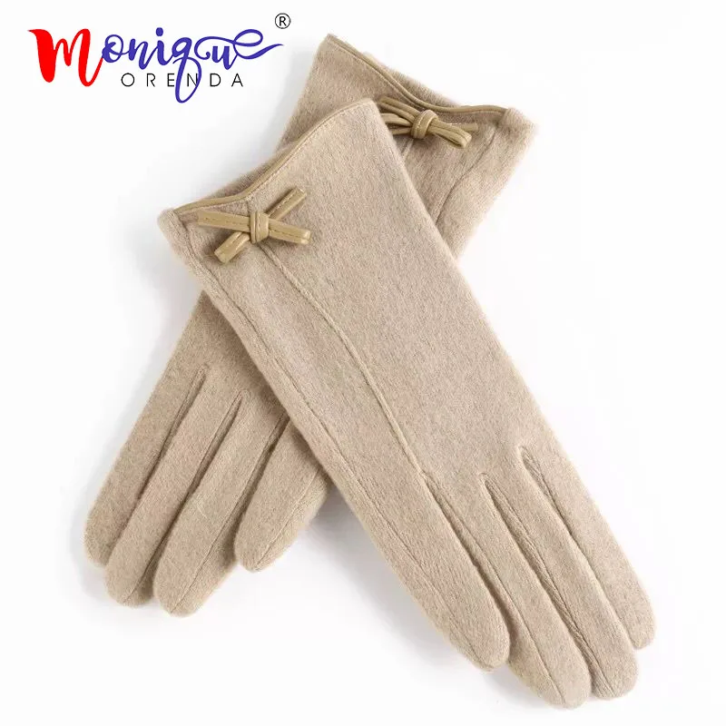 Элегантные женские зимние перчатки студенческие женские теплые кашемировые шерстяные Сенсорный экран перчатки