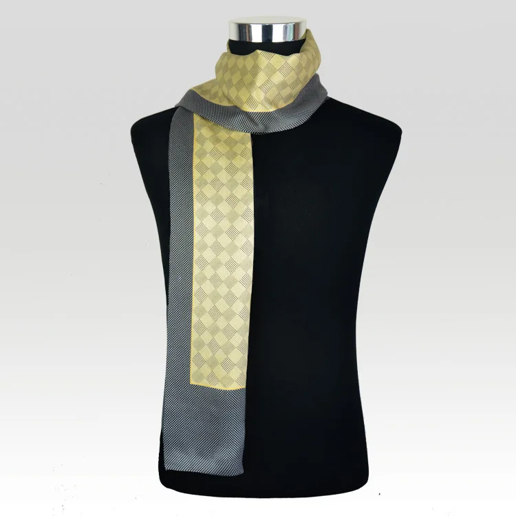 Клетчатый принт галстук мужской двухслойный шелк атласный шейный платок ...