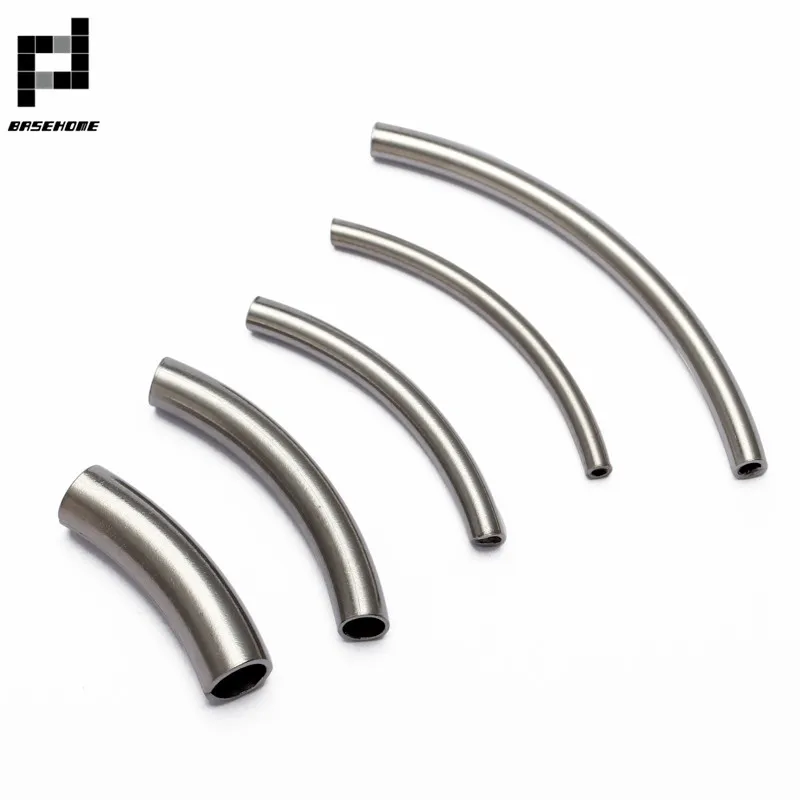 

BASEHOME 10pcs/lot 2.5mm Hole Stainless Steel Spacer Beads Curve Tube for DIY Chock Necklace Making