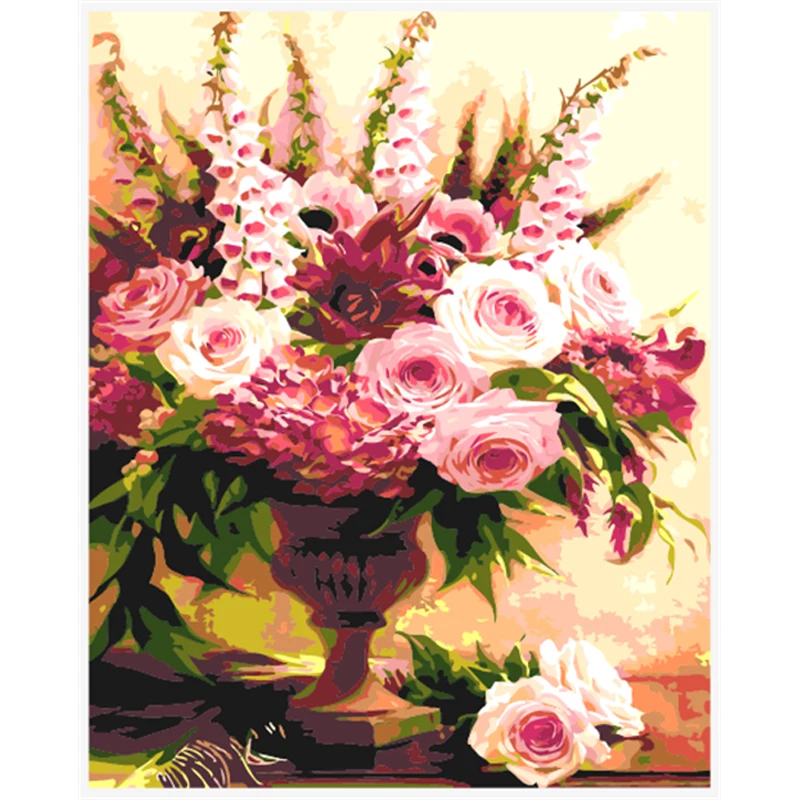 YIKEE decorative canvas oil painting by numbers,painting by number for adults FLOWERPaint By