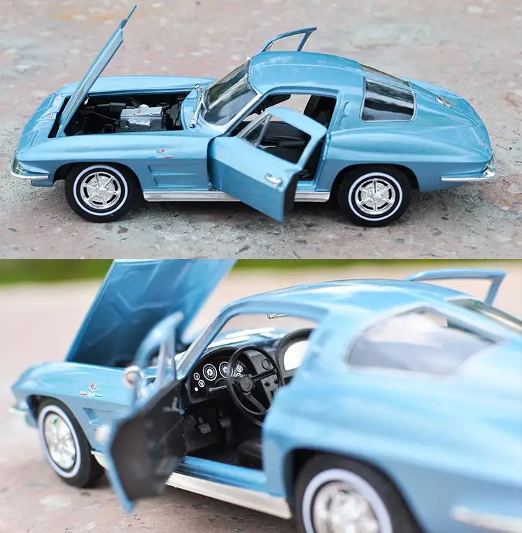 Chevrolet Corvette 1963,1: 24 передовая модель автомобиля из сплава, литая под давлением Металлическая Модель игрушечных автомобилей Коллекционная модель