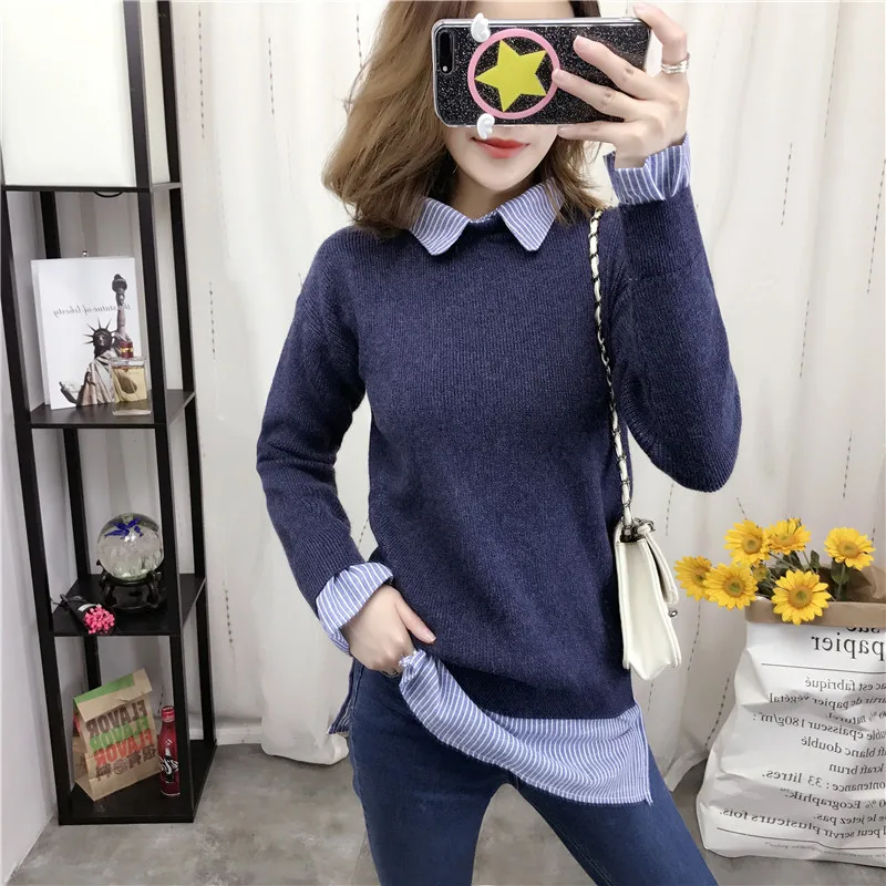 

7796 - Korean shirt collar sweater sweater slim 42-8 color rendering