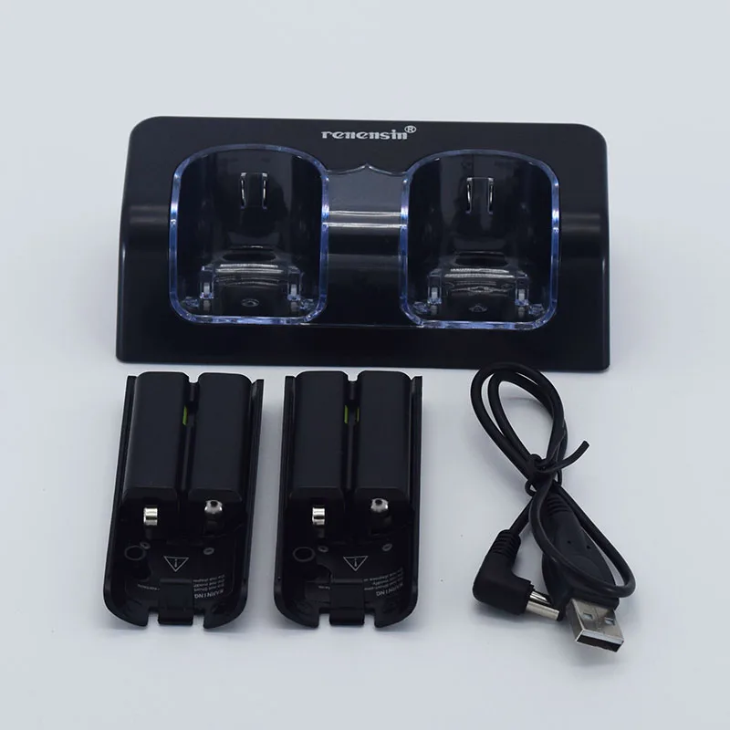 

High quality Black Rechargeable Battery + Quad 2 Charger Dock Station Kit for Wii Remote Controller charging