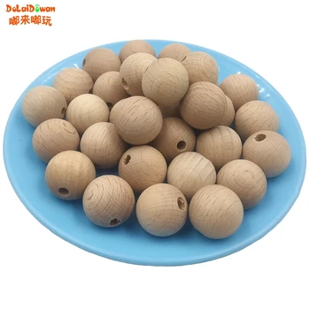 

10Pcs Wooden Teething Beads Chewable 10-20mm Round Beech Beads DIY Craft Jewelry Baby Wooden Teether