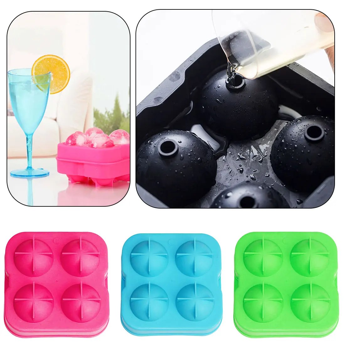 

Whiskey Ice Cube Ball Maker Mold Mould Brick Round Bar Accessiories Blue/Yellow/Green/Black