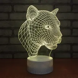 Креативные детские подарки 3D украшения видения Usb Led 7 цветов Изменение гепарда голова настольная лампа для сна животное абстрактный ночник