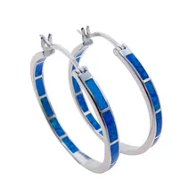 925 пробы, серебряные серьги, голубой огненный опал, ювелирное изделие, модный стиль, большие круглые серьги, повседневная одежда, женские серьги для подарка